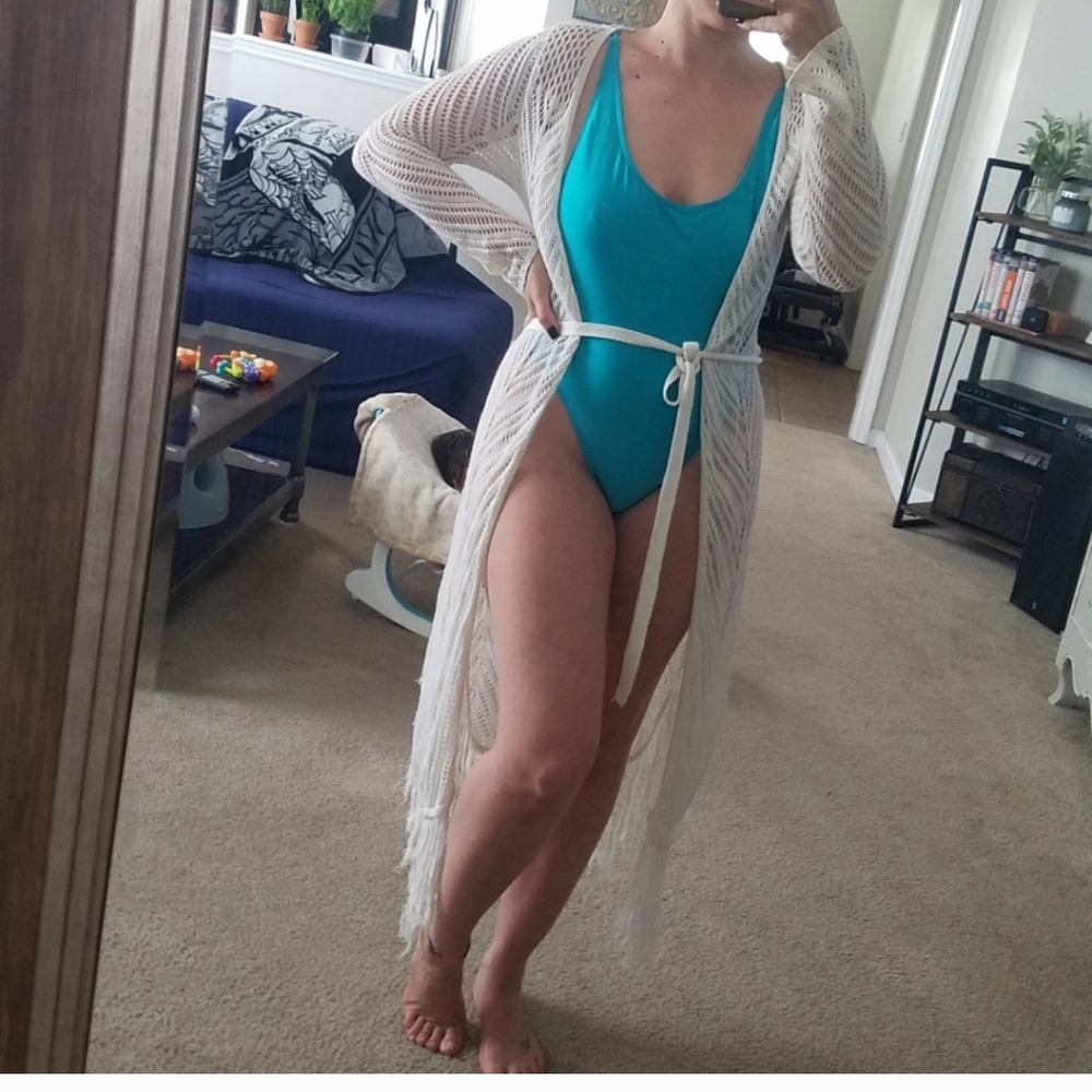 American Apparel bright teal swimsuit